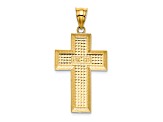 14K Yellow Gold Polished and Textured Cross Pendant