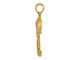 14k Yellow Gold Textured 2D Single Palm Tree Charm