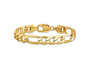 10k Yellow Gold 10mm Flat Figaro Link Bracelet