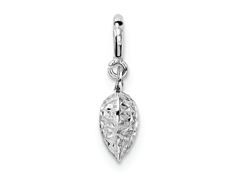 Rhodium Over 14k White Gold Diamond-Cut Heart Spring Ring Pendant