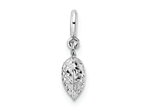 Rhodium Over 14k White Gold Diamond-Cut Heart Spring Ring Pendant