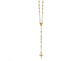 14K Yellow, White and Rose Gold Polished Bead Rosary Hollow Miraculous Medal 24-inch
