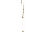 14K Yellow, White and Rose Gold Polished Bead Rosary Hollow Miraculous Medal 24-inch