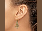 14k Yellow Gold and Rhodium Over 14k Yellow Gold Textured Fancy Dangle Wire Earrings
