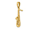 14k Yellow Gold Solid Polished and Textured 3D Saxophone Pendant