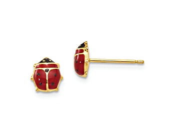 Picture of 14K Yellow Gold Enameled Ladybug Post Earrings