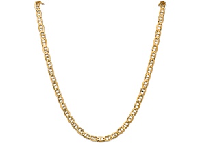 14k Yellow Gold 6.25mm Solid Concave Mariner 26 Inch Chain