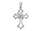 Rhodium Over 14K White Gold Polished Cross with Dove Charm