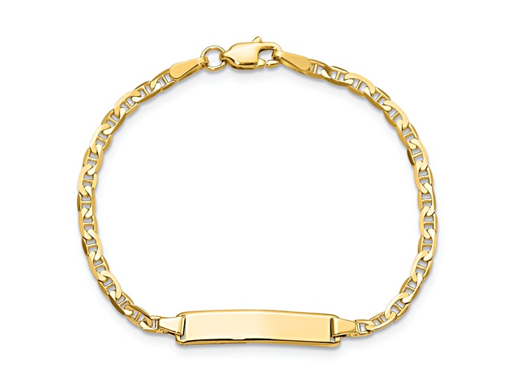 14k Yellow Gold Flat Mariner Link ID Bracelet