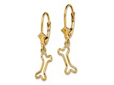 14k Yellow Gold 3D Mini Dog Bone Dangle Earrings