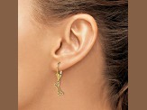14k Yellow Gold 3D Mini Dog Bone Dangle Earrings