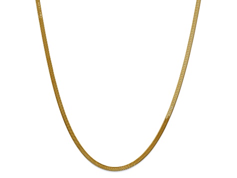 14K Yellow Gold 3mm Silky Herringbone Chain Necklace