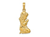 14k Yellow Gold Textured Praying Girl Pendant