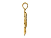 14k Yellow Gold Textured Praying Girl Pendant