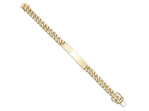 14K Yellow Gold 8.2mm Solid Curb Link 8 Inch ID Bracelet