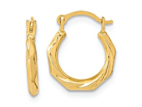 14k Yellow Gold 1/2" Polished Twist Hoop Earrings