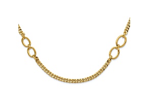 14K Yellow Gold Polished Fancy Oval Links Curb Necklace