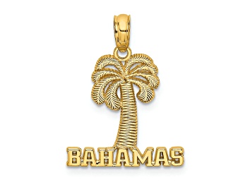 Picture of 14k Yellow Gold Textured BAHAMAS Palm Tree Charm
