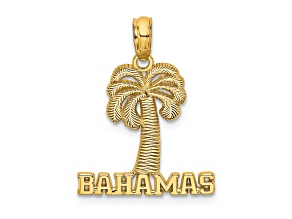14k Yellow Gold Textured BAHAMAS Palm Tree Charm