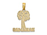 14k Yellow Gold Textured BAHAMAS Palm Tree Charm