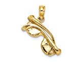 14k Yellow Gold 3D with Yellow Enameled Sunglasses Moveable Charm