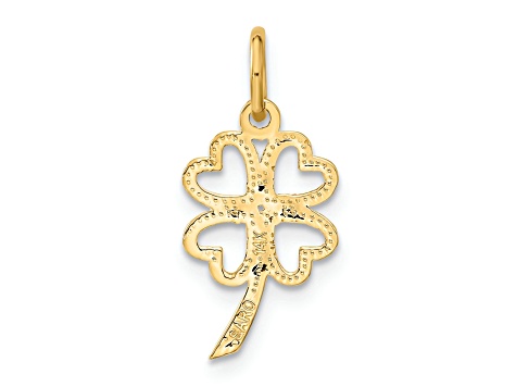14K Yellow Gold 4 Leaf Clover Charm
