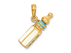 14k Yellow Gold 3D Multi-Color Enamel Baby Bottle Charm