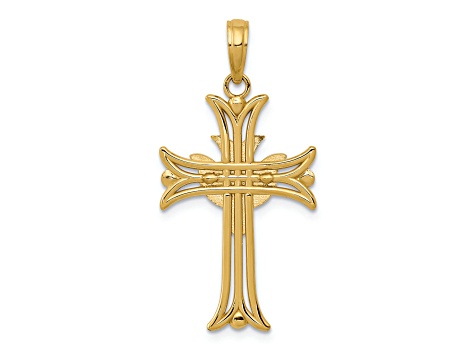 14K Yellow Gold Dove on Cross Pendant