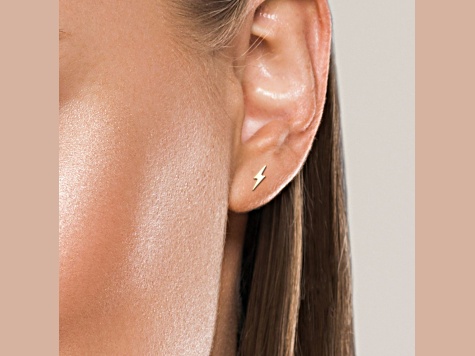 14k Gold Dainty Lightning Bolt Stud Earrings 11S8TA JTV - Main Image
