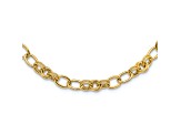 14K Yellow Gold Polished and Textured Fancy Link Necklace