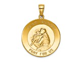 14K Yellow Gold Saint Anthony Large Round Medal Pendant