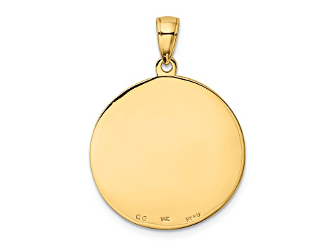 14K Yellow Gold Saint Anthony Large Round Medal Pendant