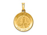 14K Yellow Gold Polished and Satin Our Lady Fatima Medal Hollow Pendant
