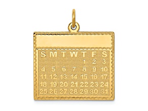 14k Yellow Gold Satin Thursday the First Day Calendar Pendant