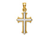 14K Two-tone Reversible Hollow Cross Pendant