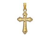 14k Yellow Gold Diamond-cut with Beaded Edged Cross Charm