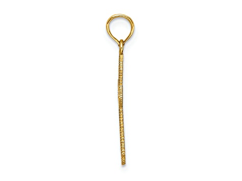 14k Yellow Gold Diamond-cut with Beaded Edged Cross Charm