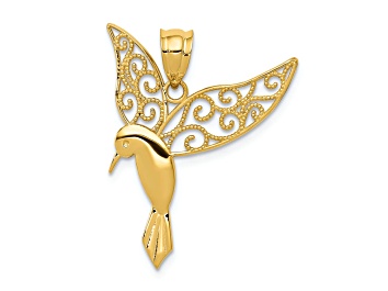 Picture of 14K Yellow Gold Polished Hummingbird Pendant