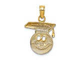 14K Yellow Gold Polished Smiley Face with Graduation Cap Charm