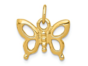 14k Yellow Gold Solid Polished Butterfly Pendant