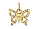 14k Yellow Gold Solid Polished Butterfly Pendant