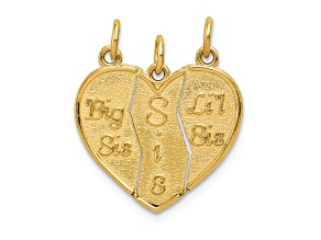 14k Yellow Gold Satin 3-Piece Break-Apart BIG SIS-SIS-LIL SIS Charm
