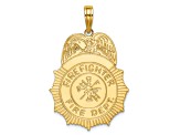 14k Yellow Gold Textured Firefighter Fire Dept. Badge Charm