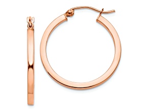 14k Rose Gold 1" Square Tube Hoop Earrings
