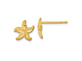 14k Yellow Gold Satin and Diamond-Cut Starfish Stud Earrings