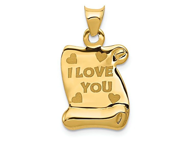 14k Yellow Gold Polished and Textured I Love You Pendant