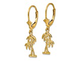 14k Yellow Gold Textured Palm Tree Earrings