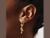 14k Yellow Gold Textured Palm Tree Earrings