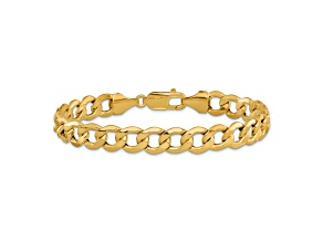 14k Yellow Gold 9mm Curb Link Bracelet, 7 Inches