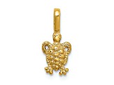 14k Yellow Gold Textured Mini Sea Turtle with Fixed Bail Charm